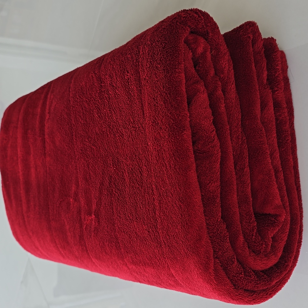 Bright Red Plush Blanket - 87" x 103"